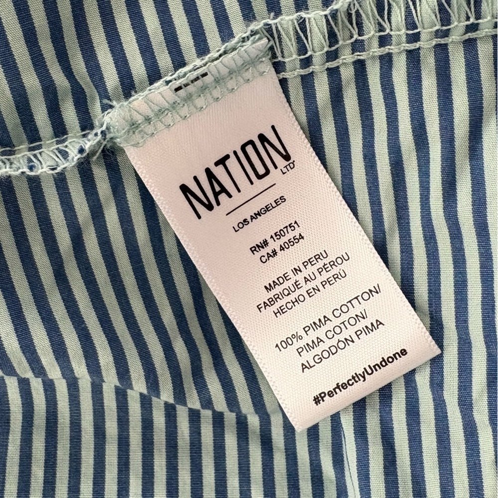 Nation LTD Los Angeles Camille Blue Striped Sundress M Flutter Sleeve Midi Dress - Picture 14 of 14